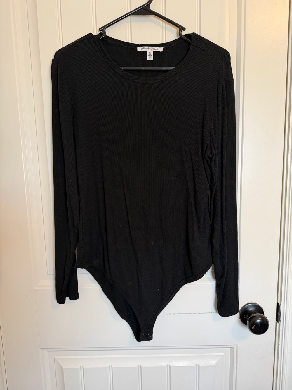 Edited by Hunter McGrady Black Long-Sleeve Crew Neck Bodysuit